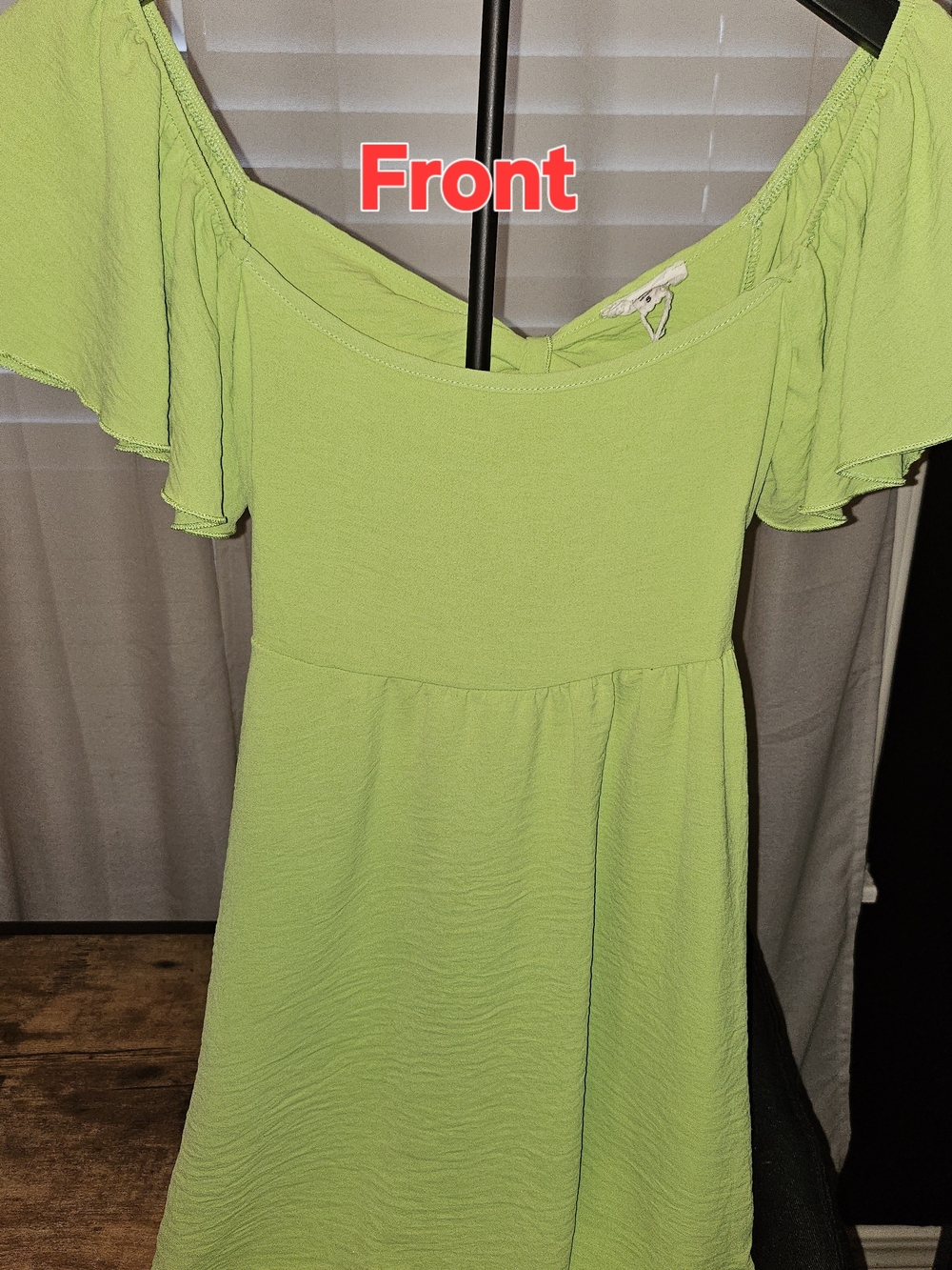 See You Monday Lime Green Off-Shoulder A-Line Mini Dress